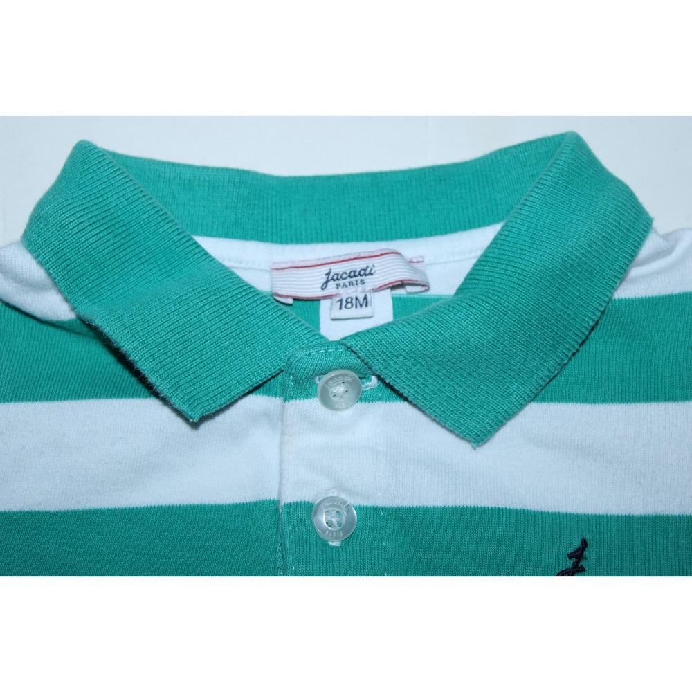 Jacadi Kids 18 Months Green White Striped Polo Shirt - Picture 2 of 10